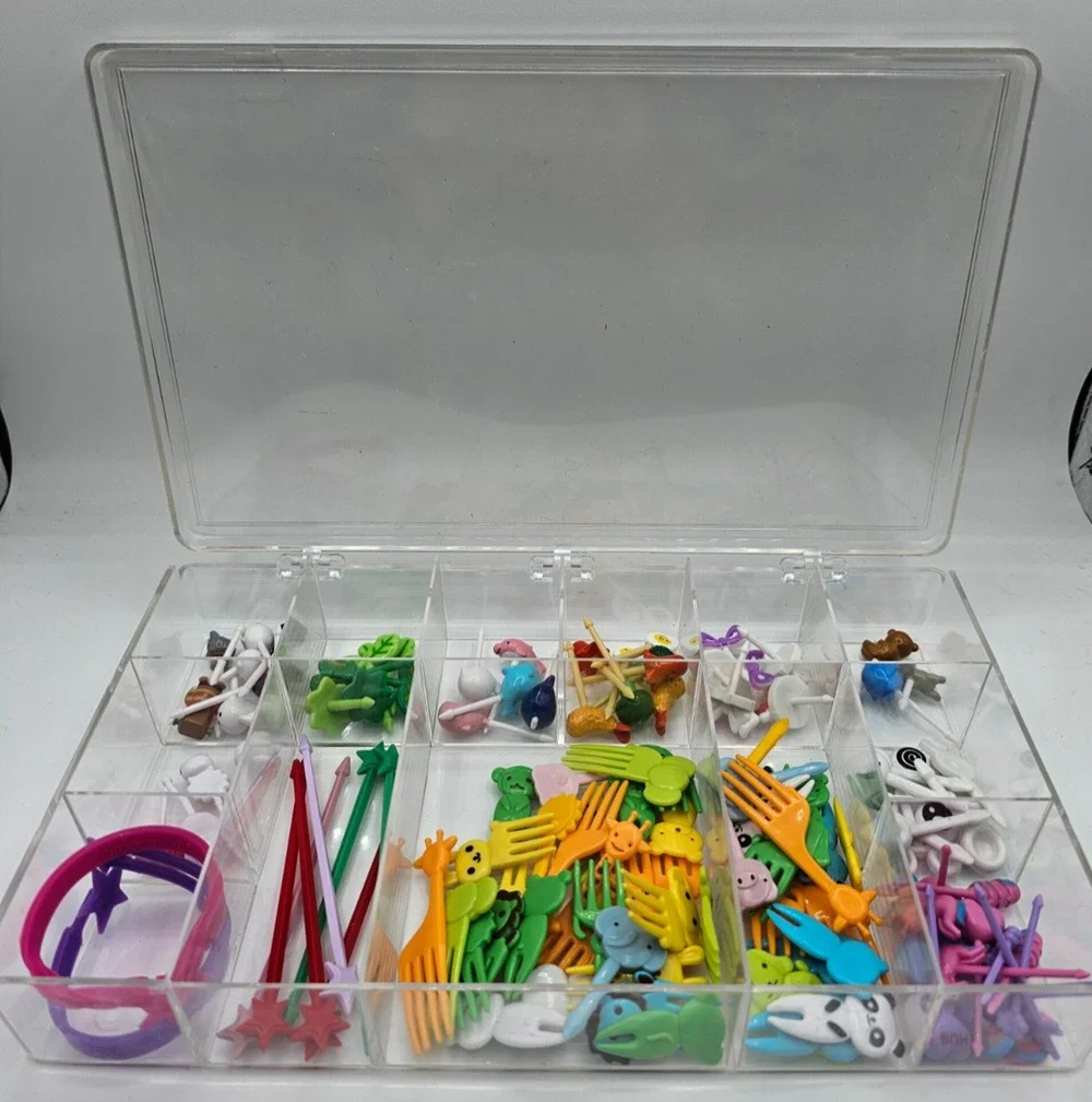 Huge lot of Bento Box Kids Plastic Snack Forks and Skewers Colorful Animals